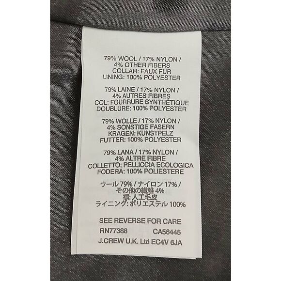 J crew womens Size 8 melton wool long coat dark gray Italian di carmignano - Picture 8 of 8